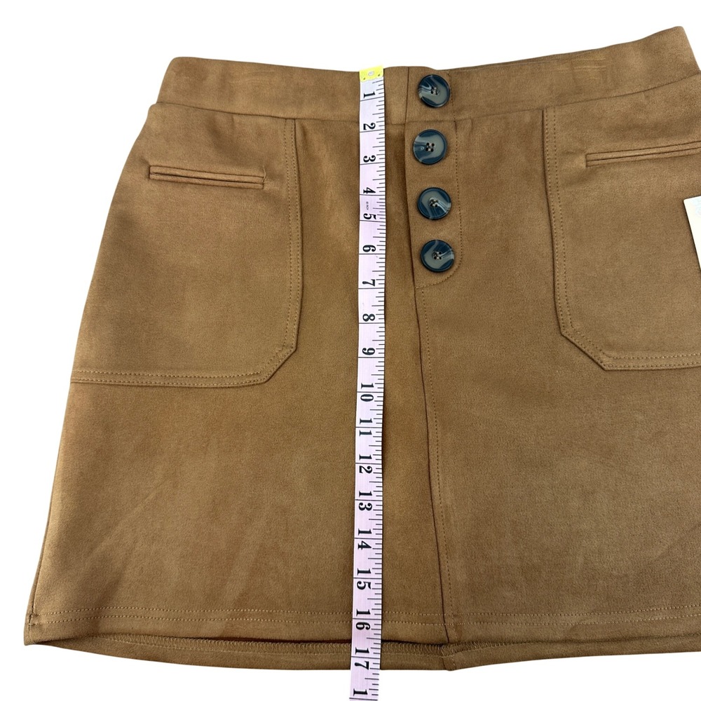 Blāshe Faux Suede Mini Skirt XL Brown A Line NWT Boho Festival Western Hippie - Picture 6 of 11